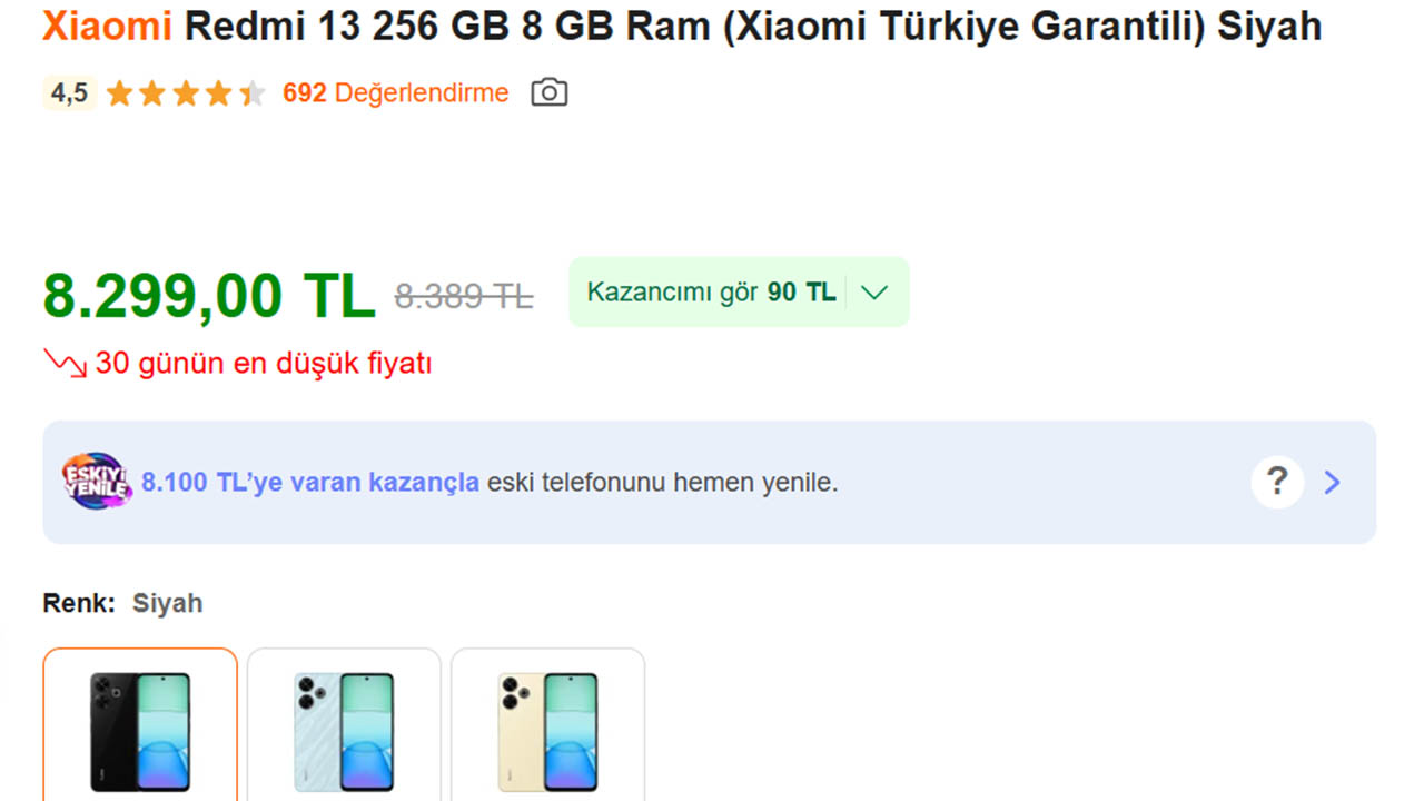 Xiaomi Redmi 13 fiyatı