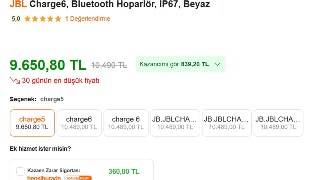 JBL Charge 6 fiyatı