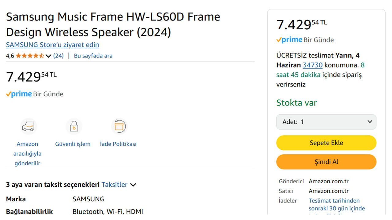 Samsung Music Frame hoparlör