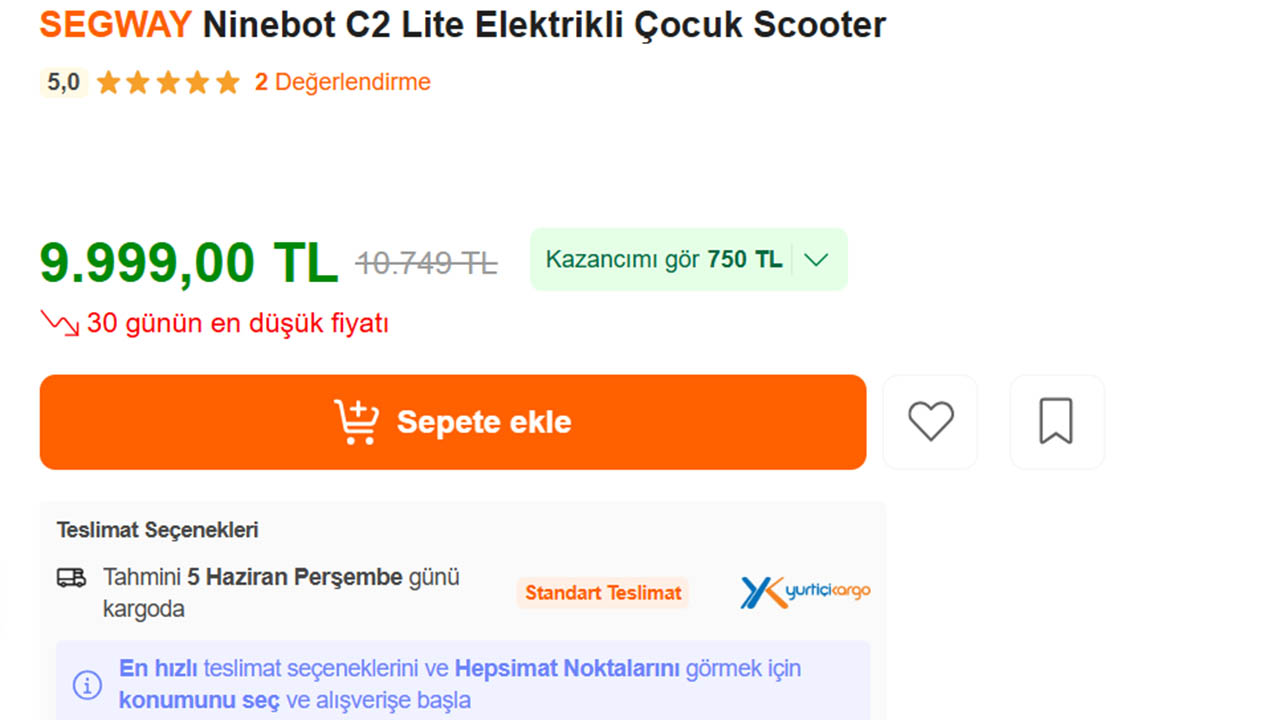 Segway Ninebot C2 Lite fiyatı