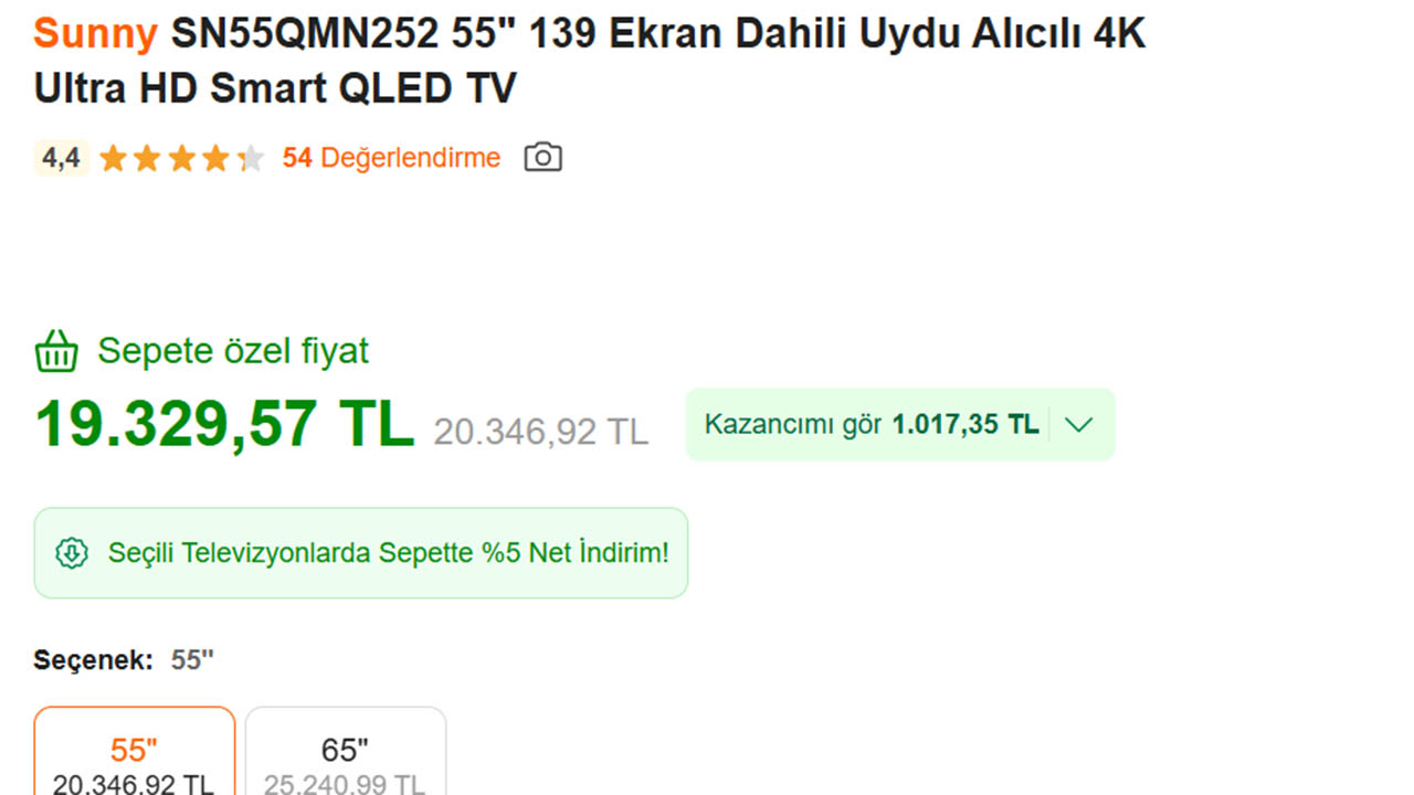 Sunny SN55QMN252 fiyatı