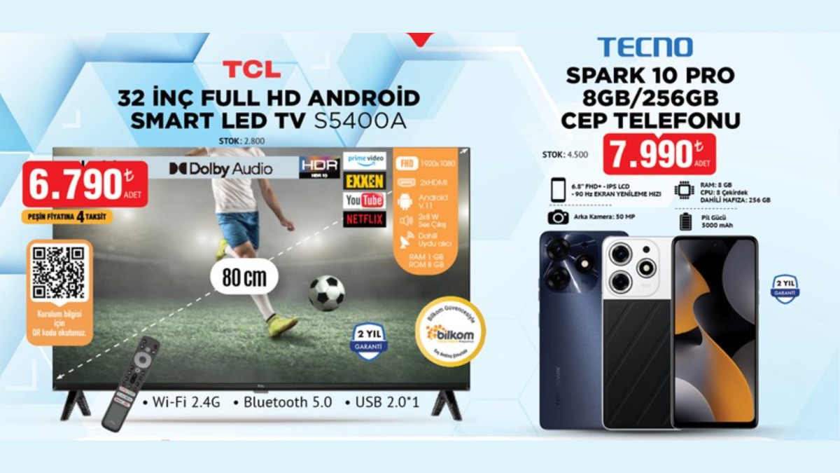 Tecno Spark 10 Pro ve TCL smart TV Bim