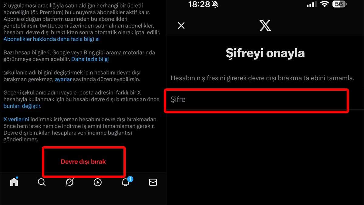 X Hesap Silme İşlemi 