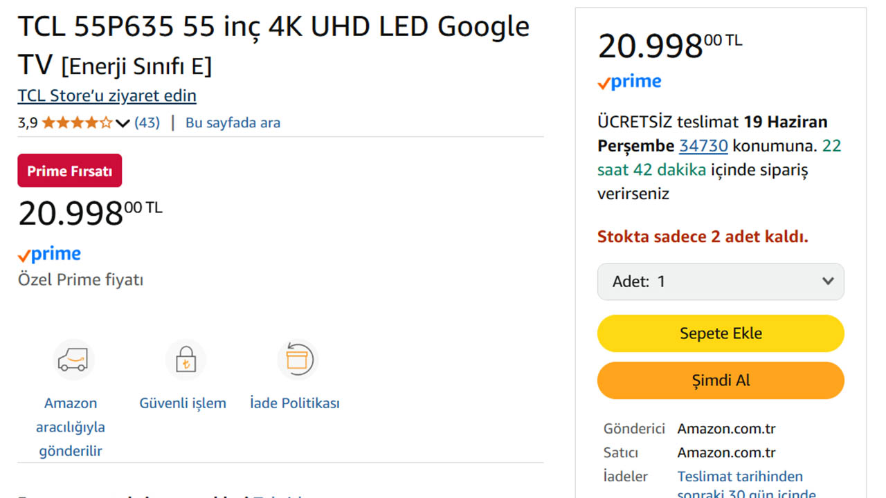 TCL 55P635 4K TV fiyatı