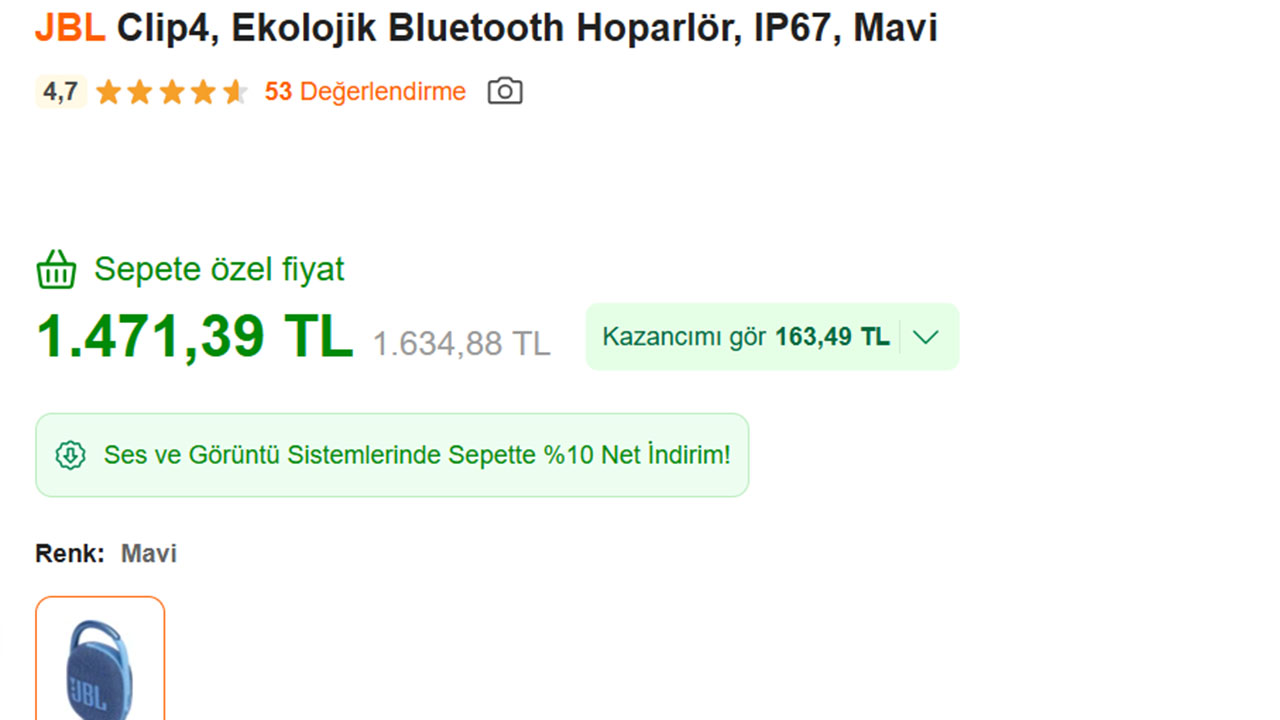 JBL Clip 4 fiyatı
