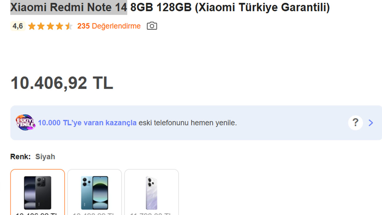 Redmi Note 14 fiyatı
