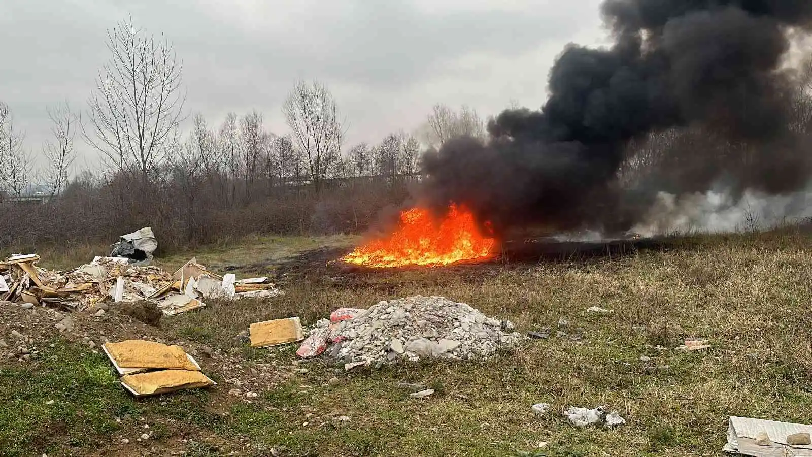 Anız yangınının büyümesini itfaiye engelledi

