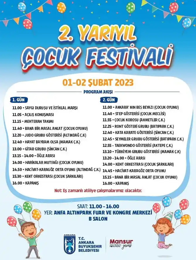 Başkent'te Yarıyıl Çocuk Festivali başlıyor