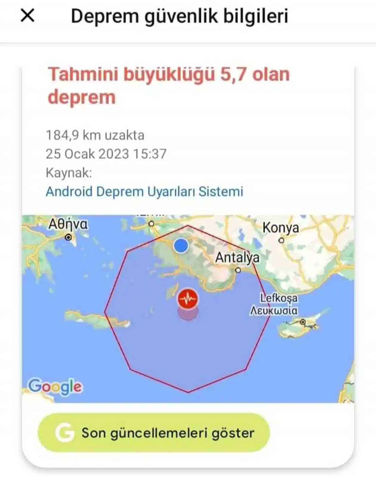 Deprem uyarı sistemi, deprem dakikasında uyarı yaptı