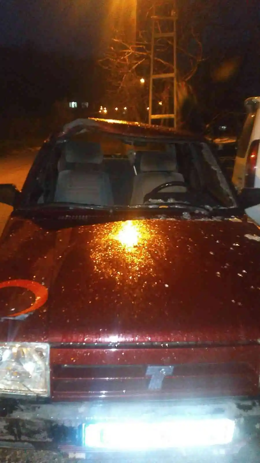 Karayoluna çıkan ineğe otomobil çarptı