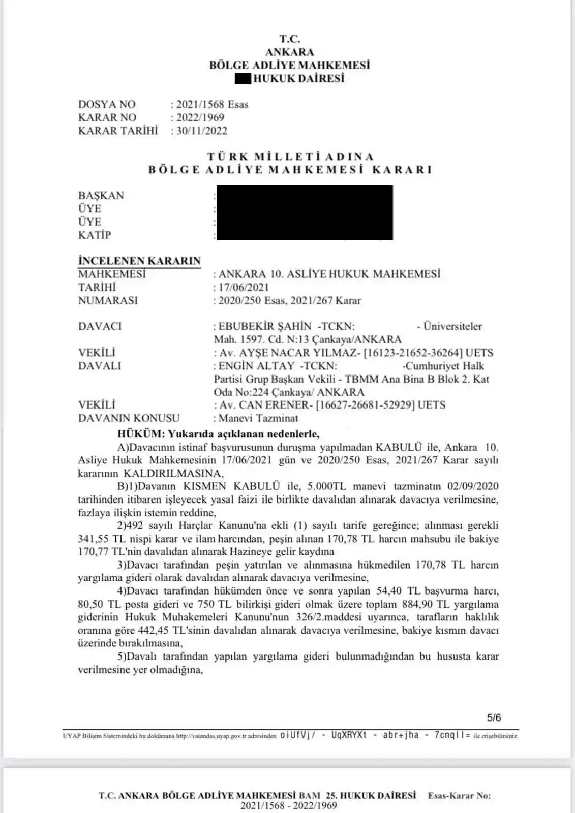 RTÜK Başkanı Şahin, Engin Altay'a açtığı hakaret davasını kazandı