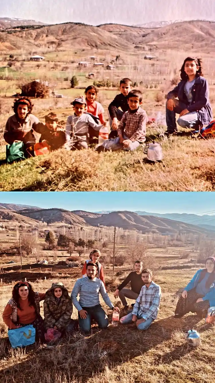 Yer aynı, arkadaşlar aynı, tarih farklı: Elazığ’da 7 çocukluk arkadaşı, 18 yıl sonra aynı yerde buluşup ayını fotoğrafı çektirdi