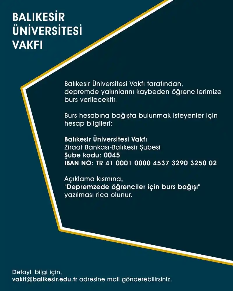 BAÜN’den depremde yakınlarını kaybeden öğrencilere burs