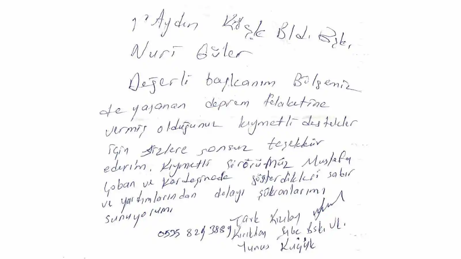 Deprem bölgesinden, Başkan Güler'e anlamlı mesaj