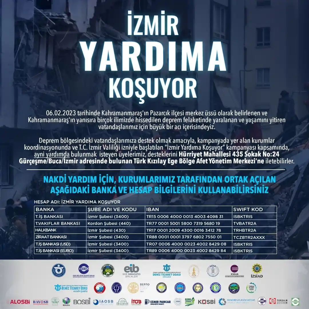 Kurumlar birleşti, "İzmir Yardıma Koşuyor" kampanyası başladı