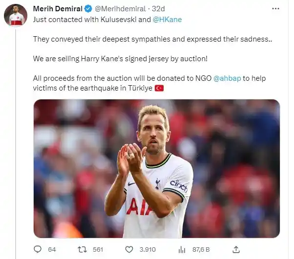 Merih Demiral duyurdu, Harry Kane'in de forması satışa çıkıyor