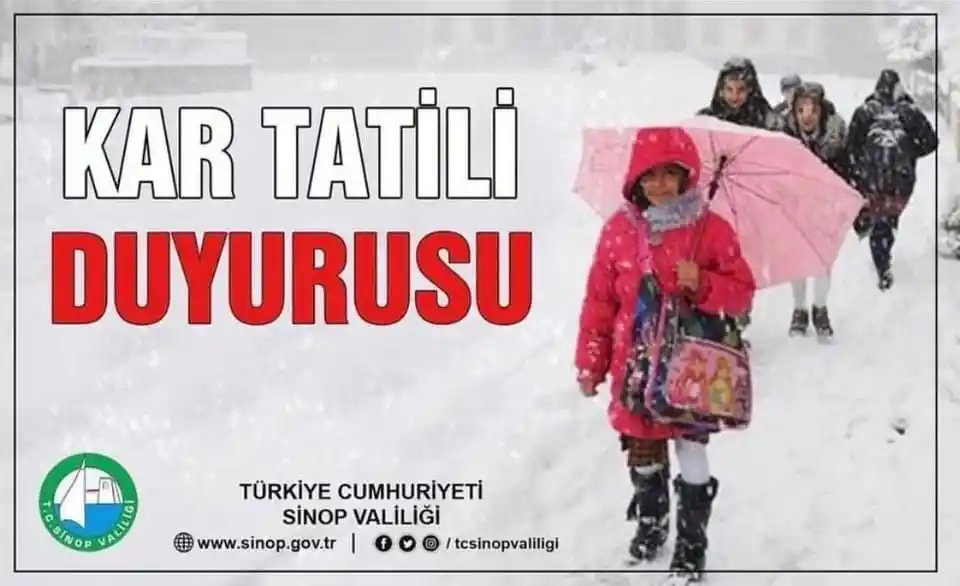 Sinop'ta taşımalı eğitime 1 gün ara verildi