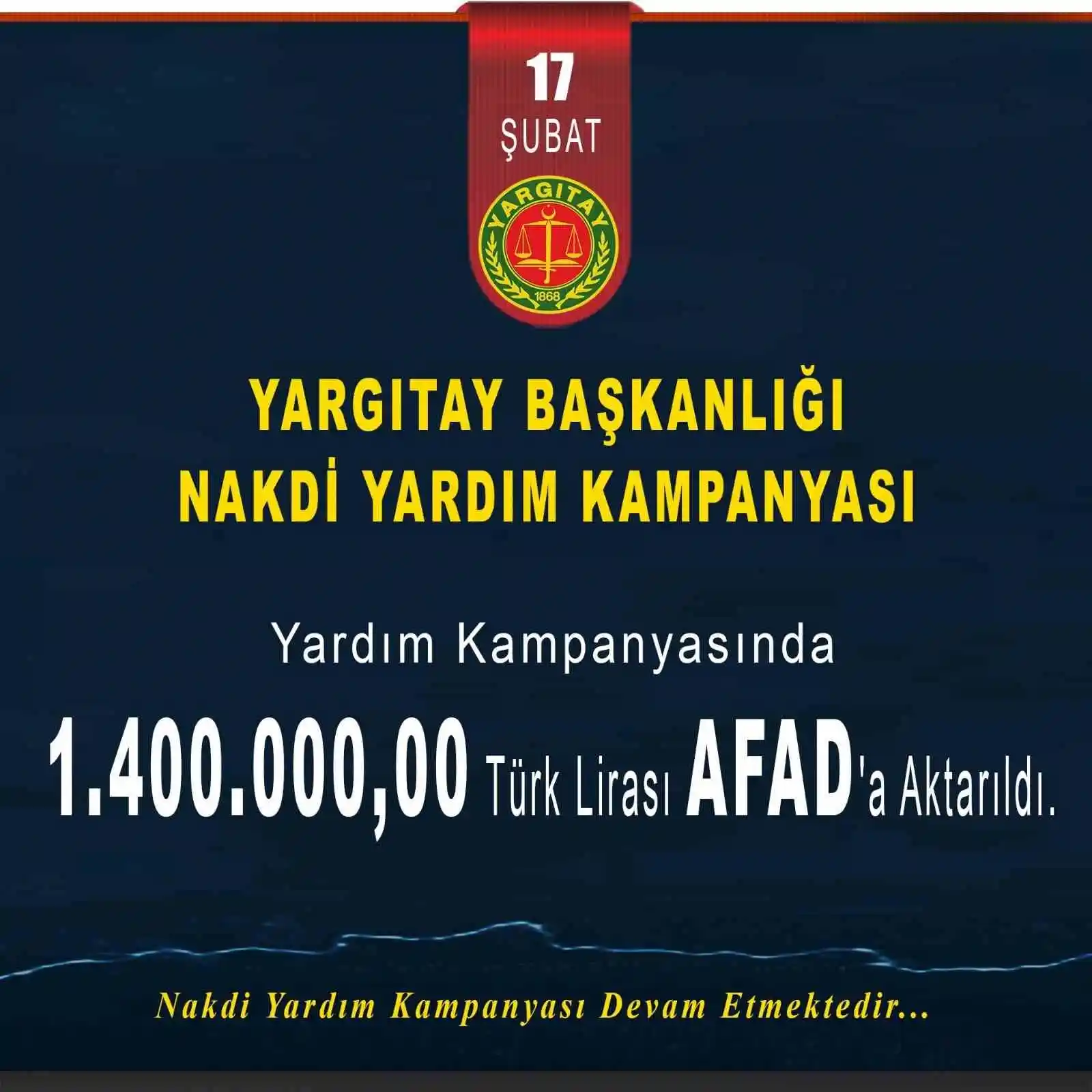 Yargıtay Başkanlığı'nın nakdi yardım seferberliği devam ediyor
