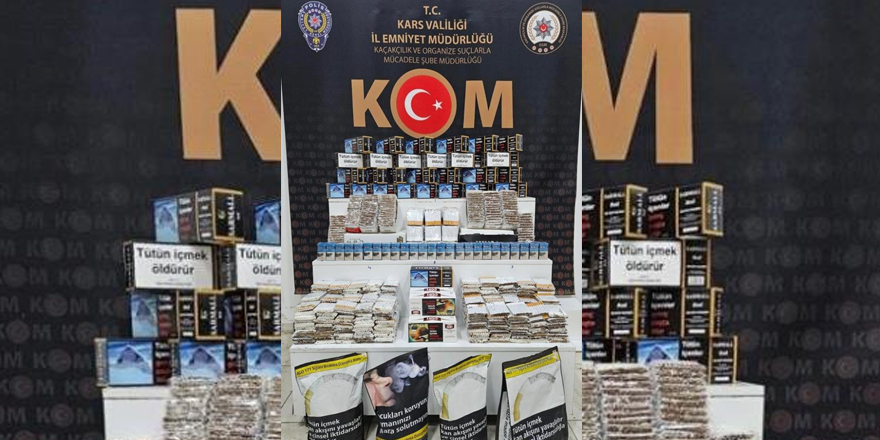 Kars'ta polis kaçak tütün mamulleri ele geçirdi