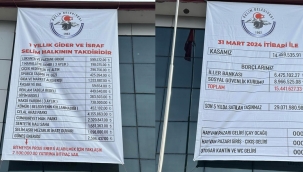 Selim Belediyesi gelir-gider tablosunu pankartla açıkladı