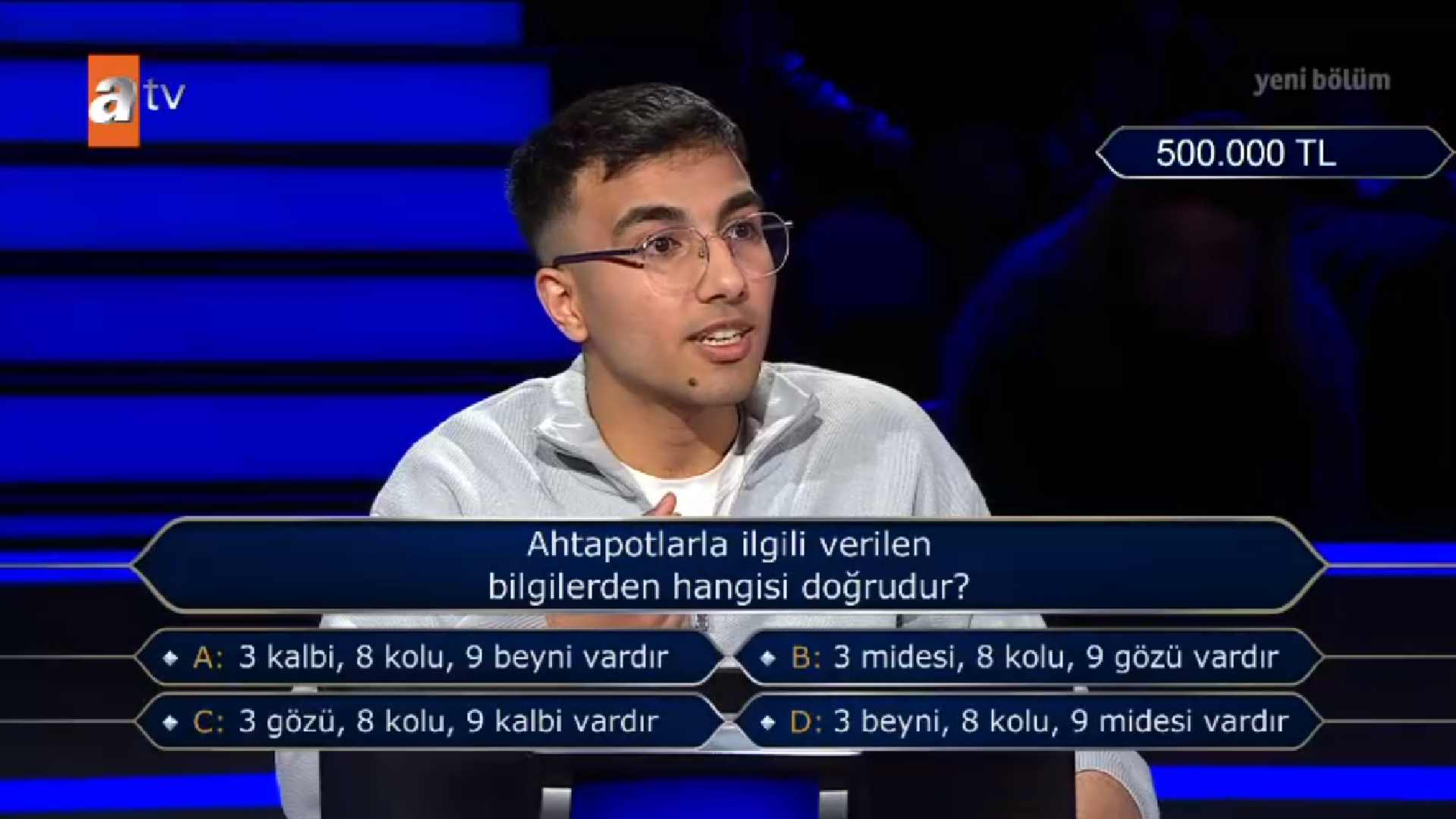 Ahtapotlarla ilgili verilen bilgilerden hangisi doğrudur? Kim Milyoner Olmak İster Sorusu