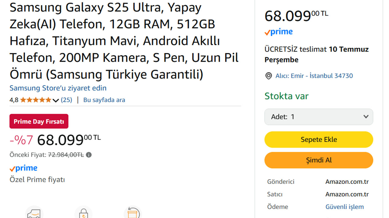 Samsung Galaxy S25 Ultra fiyatı