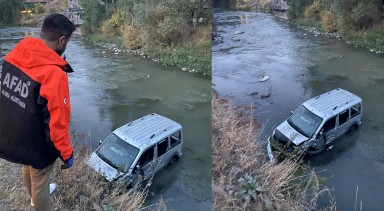 Otomobil Kars Çayı'na düştü: 1 yaralı