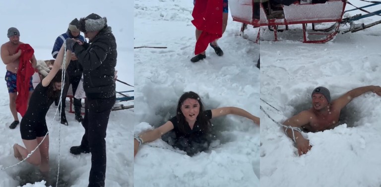 Çıldır Gölü'nde Eskimo Usulü Yüzme: Buz Kesti, Yürek Isıttı