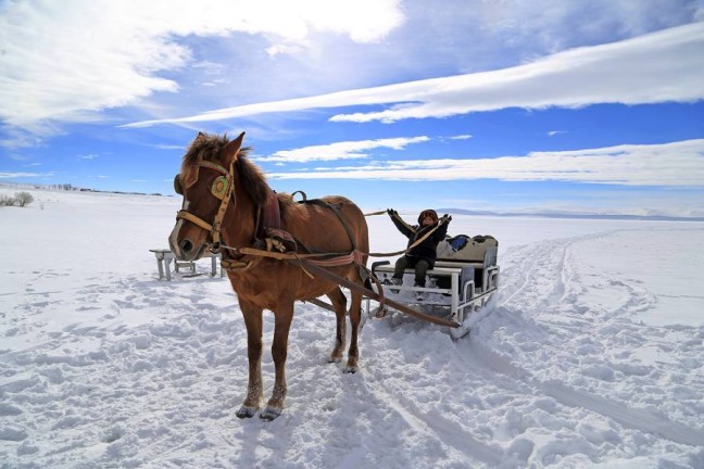 Çıldır Gölü'nde Ramazan Coşkusu: Buzda Atlı Kızak Keyfi!