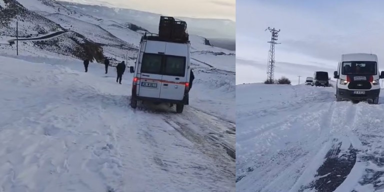 Kars'ta tipi nedeniyle 10 araç yolda mahsur kaldı