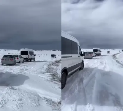 Çok sayıda araç mahsur kaldı