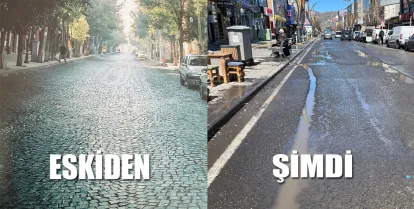 Kars’ta Asırlarca Dayanacak Taş Parkelerin yerine alan asfalt