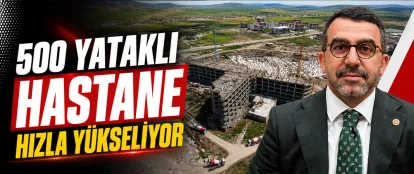 Kars'ta yapımı süren 500 yataklı bölge hastanesinde çalışmalar devam ediyor