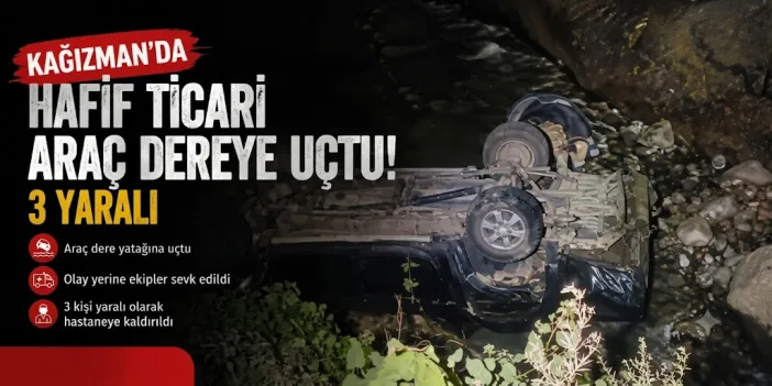 Kağızman’da Hafif Ticari Araç Dereye Uçtu: 3 Yaralı