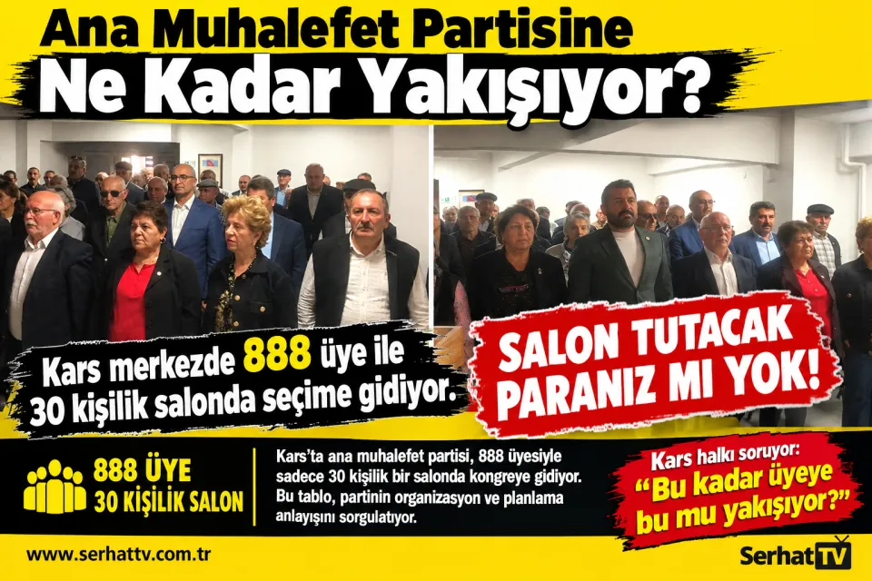 Kars’ta Yeni Parti’ye Eleştiri: 888 Üyeye 30 Kişilik Salon! Ana Muhalefete Bu Görüntü Yakışıyor mu?