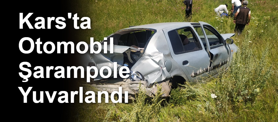 Kars'ta Otomobil Şarampole Yuvarlandı