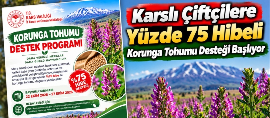 Karslı Çiftçilere Yüzde 75 Hibeli Korunga Tohumu Desteği Başlıyor