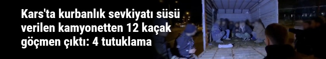 Kars'ta kurbanlık sevkiyatı süsü verilen kamyonetten 12 kaçak göçmen çıktı: 4 tutuklama